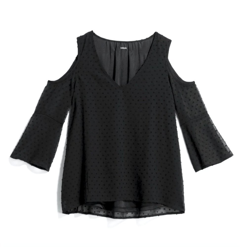 Kensie Janessa Swiss Dot Cold Shoulder Blouse